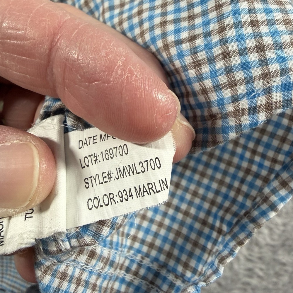 Johnnie-O Shirt Gingham Check Casual Button Down Long Sleeve Mens XL Blue - Picture 5 of 9